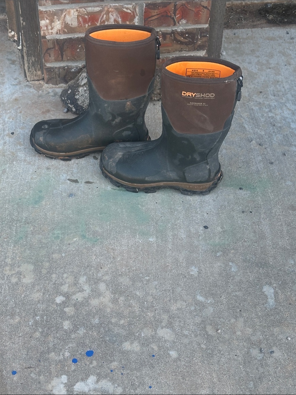 DRYSHOD Waterproof Insulated Work Boots in Brown and Orange
